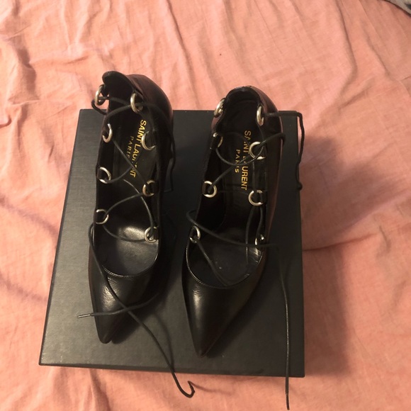Saint Lauren Paris lace up heels shoes - Picture 6 of 6
